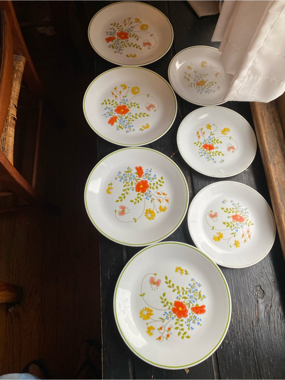 Corelle White Dinner Plate Set with Orange, Yellow & Green Floral Design